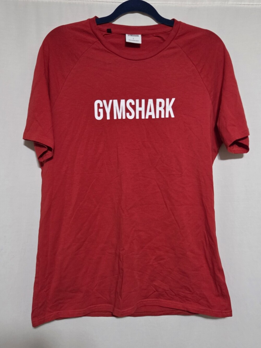 Gymshark Size Lg Men's Red Logo Tee Lightweight, Stretch Fit